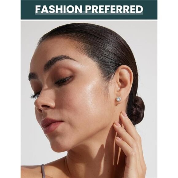 6 Pairs Gold Stud Earrings Set, Hypoallergenic Cubic Zirconia 316L Earrings - Picture 4 of 6